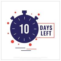 10 dias izquierda, 10 dias izquierda reloj diseño, 10, días, servicios, temporada oferta, invierno oferta, verano oferta, tipografía, reloj, icono, bandera, póster, vector, editable, eps, archivo, compañía, plantilla, creativo vector