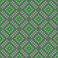 BLACK SEAMLESS VECTOR BACKGROUND WITH GEOMETRIC CROSS STITCH PATTERN IN GREEN SHADES