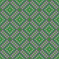 BLACK SEAMLESS VECTOR BACKGROUND WITH GEOMETRIC CROSS STITCH PATTERN IN GREEN SHADES