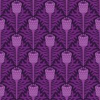LILAC SEAMLESS VECTOR BACKGROUND WITH STYLIZED BLOOMING PROTEA