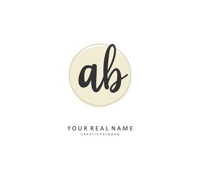 AB Initial letter handwriting and  signature logo. A concept handwriting initial logo with template element. vector