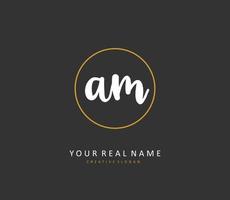 A M AM Initial letter handwriting and  signature logo. A concept handwriting initial logo with template element. vector