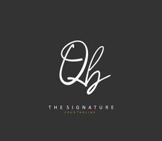 Q B QB Initial letter handwriting and  signature logo. A concept handwriting initial logo with template element. vector