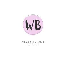 W B WB Initial letter handwriting and  signature logo. A concept handwriting initial logo with template element. vector