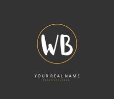 W B WB Initial letter handwriting and  signature logo. A concept handwriting initial logo with template element. vector