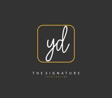 YD Initial letter handwriting and  signature logo. A concept handwriting initial logo with template element. vector