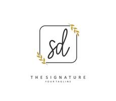 SD Initial letter handwriting and  signature logo. A concept handwriting initial logo with template element. vector