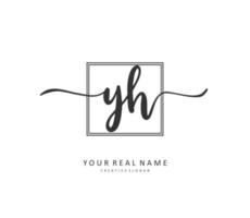 Y H YH Initial letter handwriting and  signature logo. A concept handwriting initial logo with template element. vector