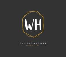 W H WH Initial letter handwriting and  signature logo. A concept handwriting initial logo with template element. vector
