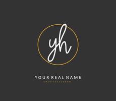 Y H YH Initial letter handwriting and  signature logo. A concept handwriting initial logo with template element. vector