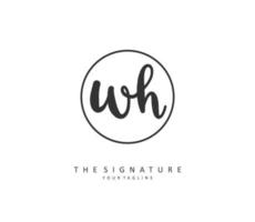 W H WH Initial letter handwriting and  signature logo. A concept handwriting initial logo with template element. vector