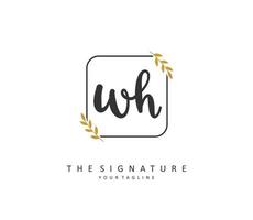 W H WH Initial letter handwriting and  signature logo. A concept handwriting initial logo with template element. vector