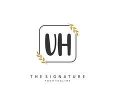 U H UH Initial letter handwriting and  signature logo. A concept handwriting initial logo with template element. vector