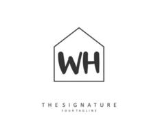 W H WH Initial letter handwriting and  signature logo. A concept handwriting initial logo with template element. vector