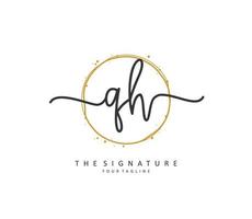 Q H QH Initial letter handwriting and  signature logo. A concept handwriting initial logo with template element. vector