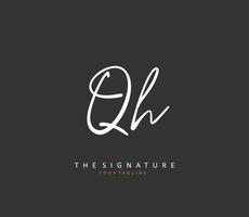 Q H QH Initial letter handwriting and  signature logo. A concept handwriting initial logo with template element. vector