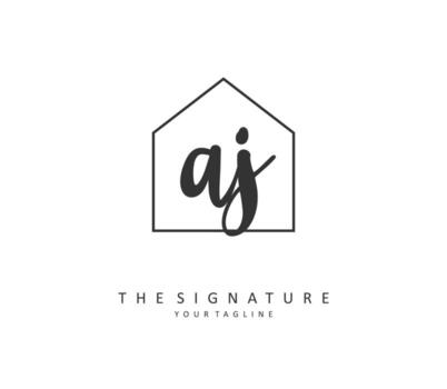 AJ Initial letter handwriting and  signature logo. A concept handwriting initial logo with template element. vector