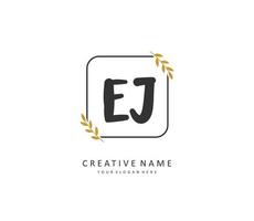 EJ Initial letter handwriting and  signature logo. A concept handwriting initial logo with template element. vector