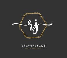 RJ Initial letter handwriting and  signature logo. A concept handwriting initial logo with template element. vector