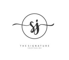 SJ Initial letter handwriting and  signature logo. A concept handwriting initial logo with template element. vector