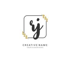 RJ Initial letter handwriting and  signature logo. A concept handwriting initial logo with template element. vector