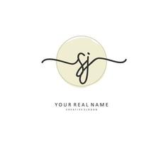 SJ Initial letter handwriting and  signature logo. A concept handwriting initial logo with template element. vector