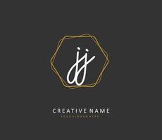 JJ Initial letter handwriting and  signature logo. A concept handwriting initial logo with template element. vector