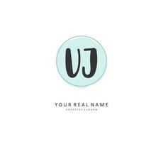 UJ Initial letter handwriting and  signature logo. A concept handwriting initial logo with template element. vector