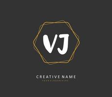 VJ Initial letter handwriting and  signature logo. A concept handwriting initial logo with template element. vector