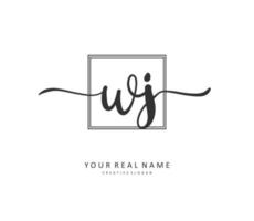WJ Initial letter handwriting and  signature logo. A concept handwriting initial logo with template element. vector