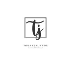 TJ Initial letter handwriting and  signature logo. A concept handwriting initial logo with template element. vector