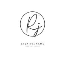 RJ Initial letter handwriting and  signature logo. A concept handwriting initial logo with template element. vector