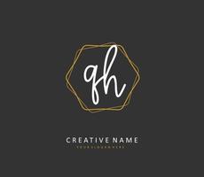 Q H QH Initial letter handwriting and  signature logo. A concept handwriting initial logo with template element. vector