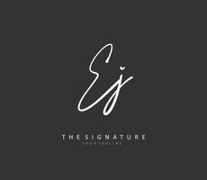 EJ Initial letter handwriting and  signature logo. A concept handwriting initial logo with template element. vector