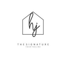 HJ Initial letter handwriting and  signature logo. A concept handwriting initial logo with template element. vector