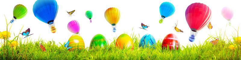 Beautiful Easter background with colorful Easter eggs photo