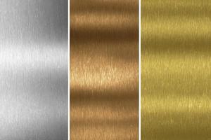 Gold, silver and bronze collection. Metal background. 3d rendering photo