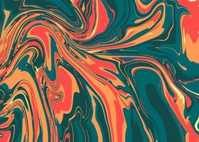 Modern liquid marble or epoxy resin in green, orange and red. Abstract bright background with texture of marble slab or slice for cover designs, case, wrapping paper, greeting cards. Luxury print. vector