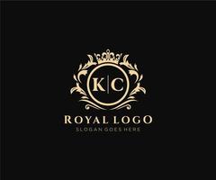 inicial kc letra lujoso marca logo plantilla, para restaurante, realeza, boutique, cafetería, hotel, heráldico, joyas, Moda y otro vector ilustración.