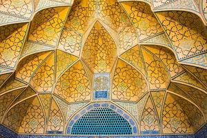 Isfahan, Iran, 2022 - Beautiful oldest iranian mosque dome interior design photo