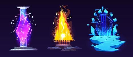 Set of magic game portals on dark background vector