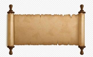 Realistic open parchment scroll on transparent vector