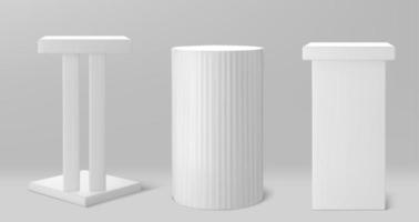 White 3d vector pillar podium, column platform