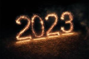 year 2023 written with sparklers photo