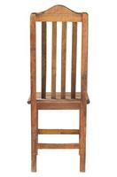 espalda ver de antiguo de madera silla aislado en blanco con recorte camino foto