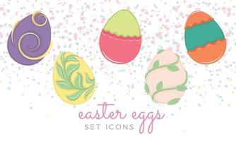 Traditional colored easter eggs icons set Vector