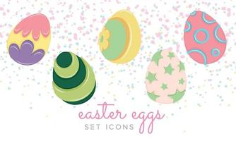 tradicional de colores Pascua de Resurrección huevos íconos conjunto vector