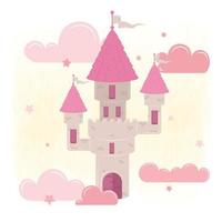 Isolated magical castle Clouds and stars Vector