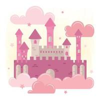 Isolated magical castle Clouds and stars Vector