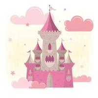 Isolated magical castle Clouds and stars Vector